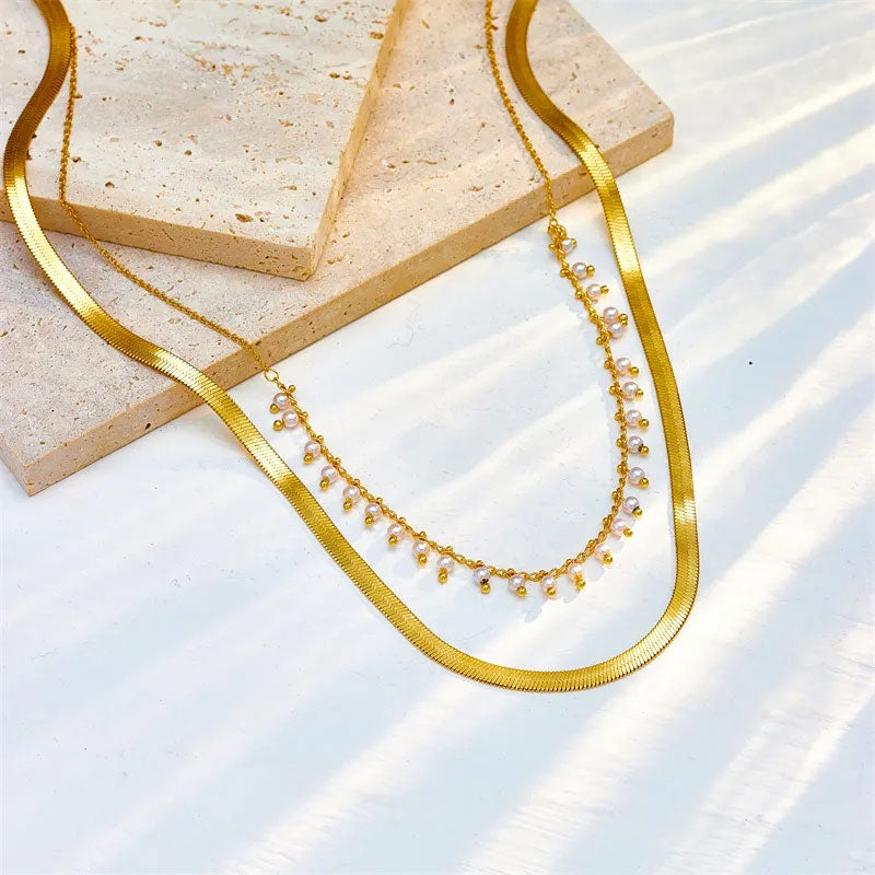 Marizanne | Luxe Käärme Choker & Helmi Korusetti 18K Kulta